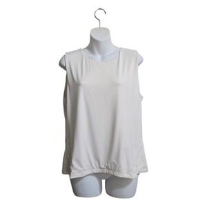 Tahari Modern Essentials Crew Neck Sleeveless Stretch Tank Top In Ivory Sz XL